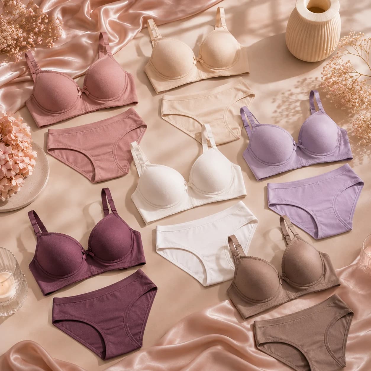 Cotton Stretch Breathable Lingerie Matching Set