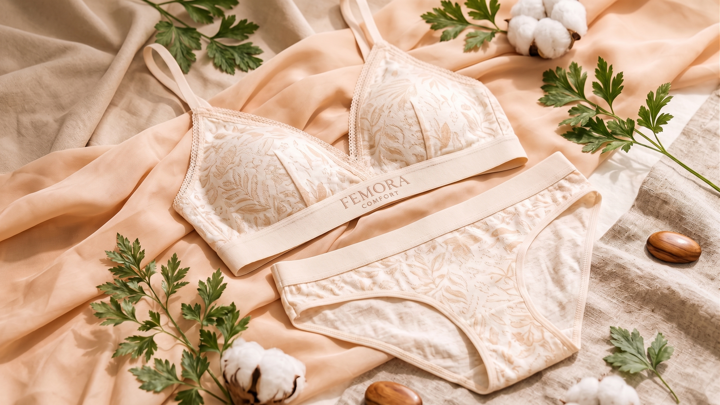 Femora Comfort Seamless Wire-Free Cotton Bra and Breathable Panty Set